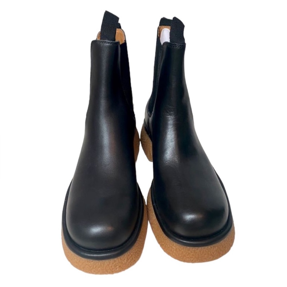 Zara Flat Leather Ankle Boots Black Size US 8 - Picture 7 of 7